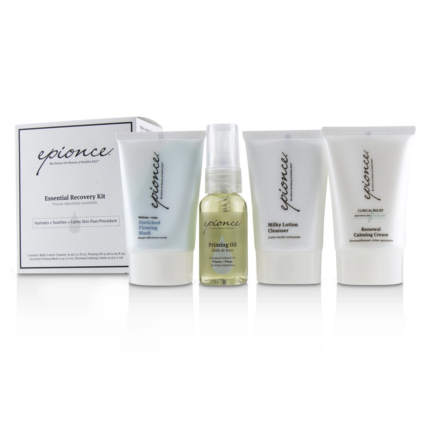 Epionce Essential Recovery Kit: Milky Lotion Cleanser 30ml+ Priming Oil 25ml+ Enriched Firming Mask 30g+ Renewal Calming Cream 30g 4pcs 1 Epionce Essential Recovery Kit: Milky Lotion Cleanser 30ml+ Priming Oil 25ml+ Enriched Firming Mask 30g+ Renewal Calming Cream 30g 4pcs