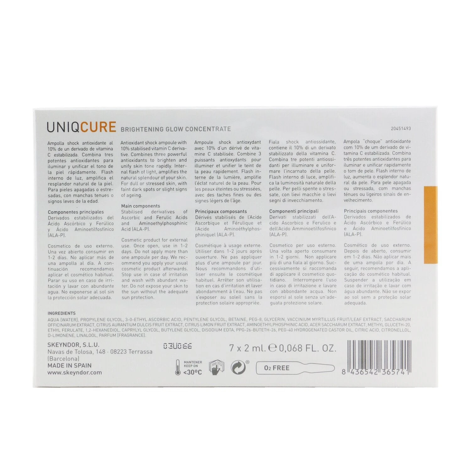 SKEYNDOR Uniqcure Brightening Glow Concentrate (For Dull/Stressed Skin, With Faint Dark Spots/ Slight Signs Of Ageing) 7x2ml/0.068oz 3 SKEYNDOR Uniqcure Brightening Glow Concentrate (For Dull/Stressed Skin, With Faint Dark Spots/ Slight Signs Of Ageing) 7x2ml/0.068oz - Image 3