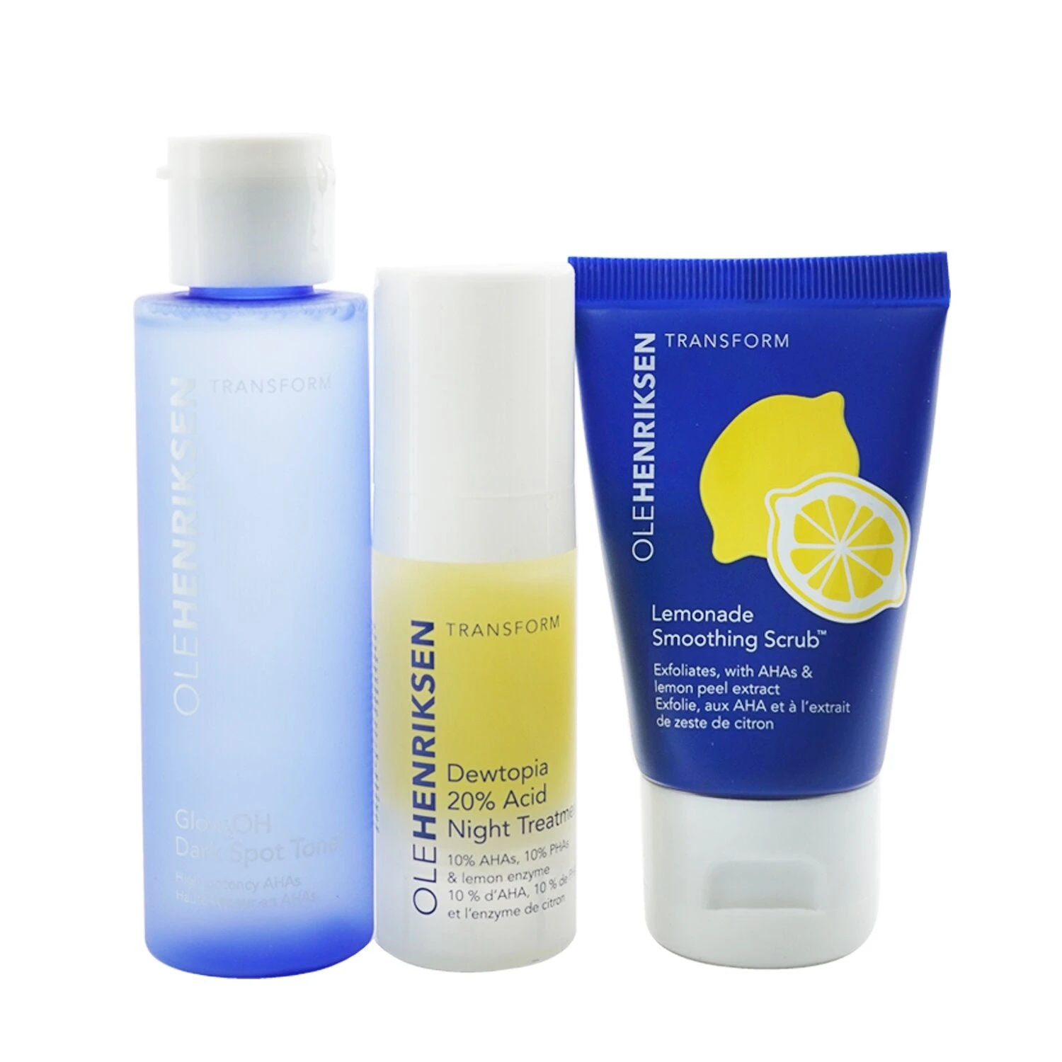 Ole Henriksen Acids Done Bright Set: Lemonade Smoothing Scrub 30g + Glow2OH Dark Spot Toner 65ml + Dewtopia 20% Acid Night Treatment 15ml 3pc 1 Ole Henriksen Acids Done Bright Set: Lemonade Smoothing Scrub 30g + Glow2OH Dark Spot Toner 65ml + Dewtopia 20% Acid Night Treatment 15ml 3pc