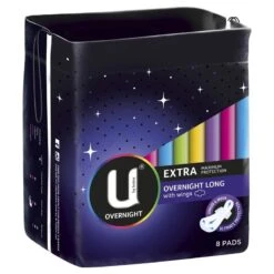 U By Kotex Maxi Pads Overnight Long 8
