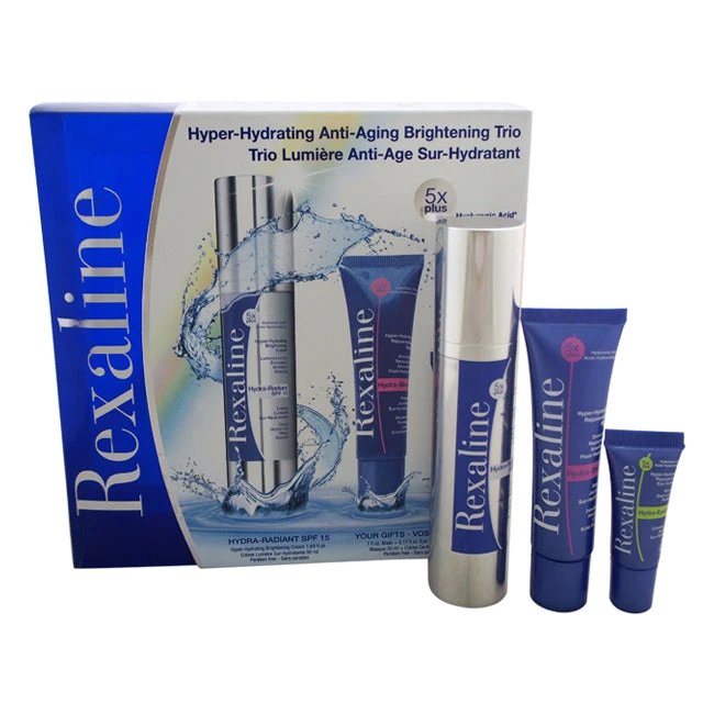 Rexaline Hyper-Hydrating Anti-Aging Brightening 5x Plus Trio By Rexaline For Unisex - 3 Pc Kit 1.69oz Hidra-Radiant SPF 15, 1oz Hidra-Shock Masque, 0.17oz Hidra-EyeZone 1 Rexaline Hyper-Hydrating Anti-Aging Brightening 5x Plus Trio By Rexaline For Unisex - 3 Pc Kit 1.69oz Hidra-Radiant SPF 15, 1oz Hidra-Shock Masque, 0.17oz Hidra-EyeZone