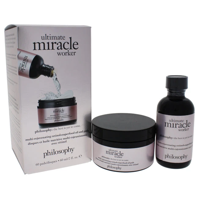 Philosophy Ultimate Miracle Worker By Philosophy For Unisex - 2 Pc Set 2oz Multi-Rejuvenating Retinol & Superfood Oil & Pads, 60 Pads 1 Philosophy Ultimate Miracle Worker By Philosophy For Unisex - 2 Pc Set 2oz Multi-Rejuvenating Retinol & Superfood Oil & Pads, 60 Pads